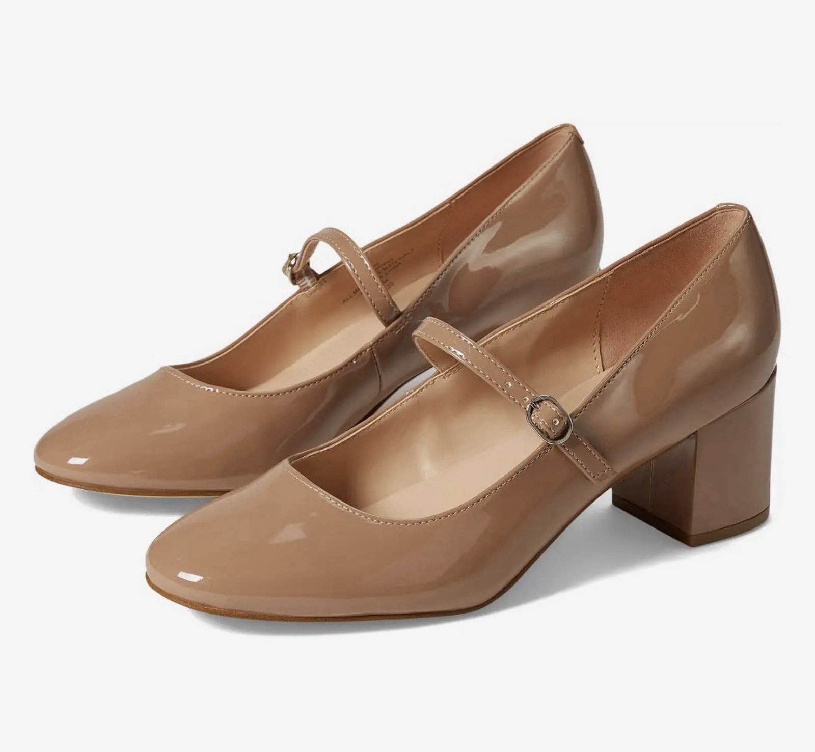 Bandolino Cariann Women's Mary Jane Pumps Nude Patent Block Heel Shoes Sz 6.5